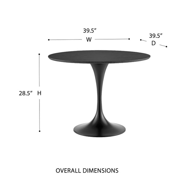 EuroStyle Astrid Mid-Century Tulip Dining Table with Lacquered Top for Small Spaces Black/Matte Black 90264BLK-KIT