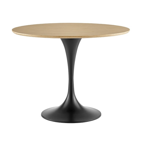 EuroStyle Astrid Mid-Century Tulip Dining Table with Lacquered Top for Small Spaces Oak/Matte Black 90264OAK-KIT