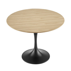 EuroStyle Astrid Mid-Century Tulip Dining Table with Lacquered Top for Small Spaces Oak/Matte Black 90264OAK-KIT
