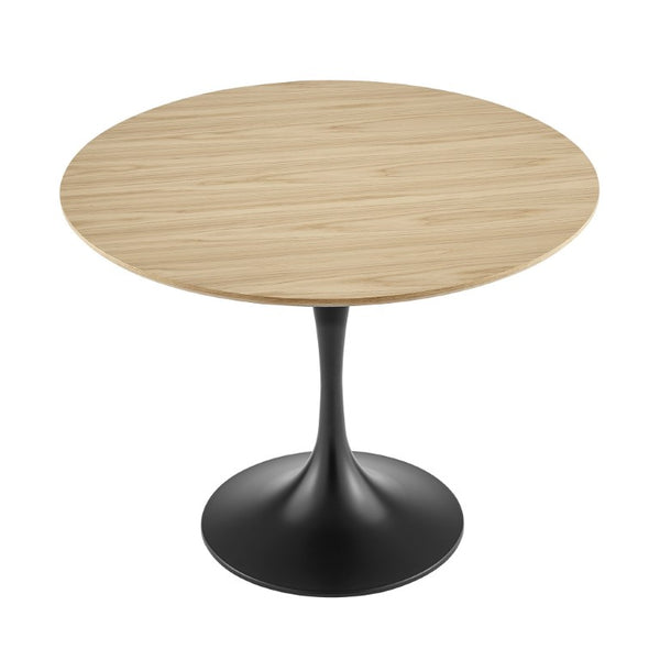 EuroStyle Astrid Mid-Century Tulip Dining Table with Lacquered Top for Small Spaces Oak/Matte Black 90264OAK-KIT