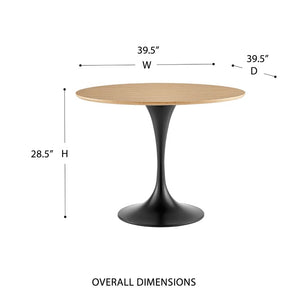 EuroStyle Astrid Mid-Century Tulip Dining Table with Lacquered Top for Small Spaces Oak/Matte Black 90264OAK-KIT