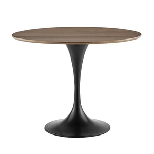 EuroStyle Astrid Mid-Century Tulip Dining Table with Lacquered Top for Small Spaces Walnut/Matte Black 90264WAL-KIT
