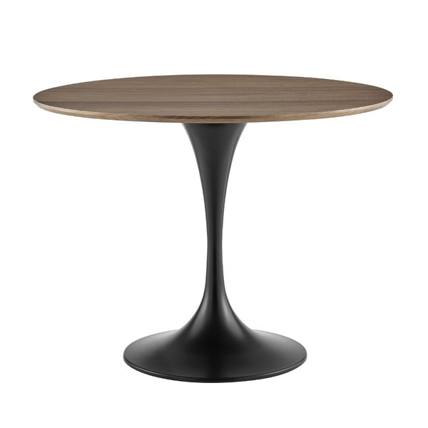 EuroStyle Astrid Mid-Century Tulip Dining Table with Lacquered Top for Small Spaces Walnut/Matte Black 90264WAL-KIT