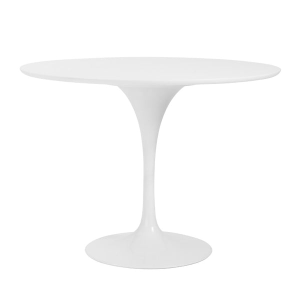 EuroStyle Astrid Mid-Century Tulip Dining Table with Lacquered Top for Small Spaces Matte White/High Gloss White 90264WHT-KIT