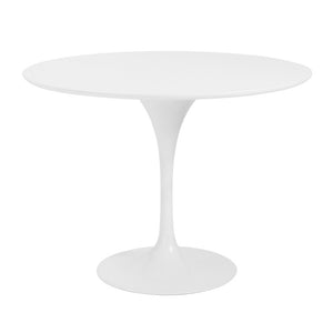 EuroStyle Astrid Mid-Century Tulip Dining Table with Lacquered Top for Small Spaces Matte White/High Gloss White 90264WHT-KIT