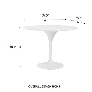 EuroStyle Astrid Mid-Century Tulip Dining Table with Lacquered Top for Small Spaces Matte White/High Gloss White 90264WHT-KIT