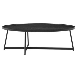 EuroStyle Niklaus Oval Coffee Table Ash Veneer Top with Steel Base for Modern Living Rooms Black 90272BLK