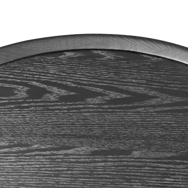 EuroStyle Niklaus Round Ash Veneer Coffee Table with Steel Base for Modern Living Rooms Black 90274BLK