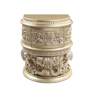 English Elm 2 Drawer Resin Nightstand Ornate Scrollwork Champagne Glam Glided Bedside Storage B016P256532