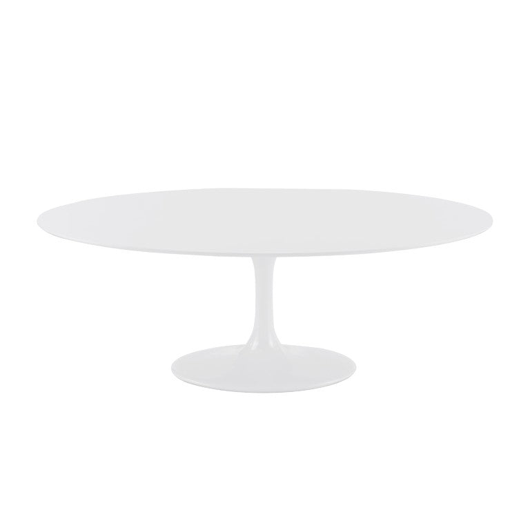 EuroStyle Astrid Oval Pedestal Dining Table with Matte White Lacquer Top for Modern Spaces 90280WHT-A