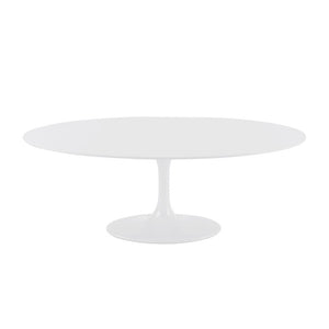 EuroStyle Astrid Oval Pedestal Dining Table with Matte White Lacquer Top for Modern Spaces 90280WHT-A