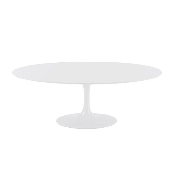 EuroStyle Astrid Oval Pedestal Dining Table with Matte White Lacquer Top for Modern Spaces 90280WHT-A