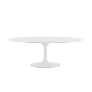 EuroStyle Astrid Oval Pedestal Dining Table with Matte White Lacquer Top for Modern Spaces 90280WHT-A