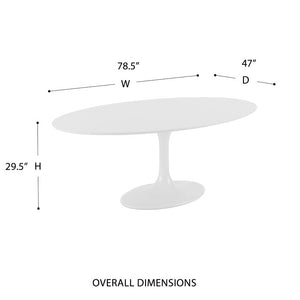EuroStyle Astrid Oval Tulip Dining Table Lacquered White Fiberglass Base Seats Eight 90280WHT-KIT