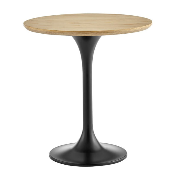 EuroStyle Astrid Sculptural Tulip Base Side Table with Warm Oak Veneer Top for Modern Rooms Oak/Matte Black 90282OAK-KIT