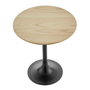 EuroStyle Astrid Sculptural Tulip Base Side Table with Warm Oak Veneer Top for Modern Rooms Oak/Matte Black 90282OAK-KIT