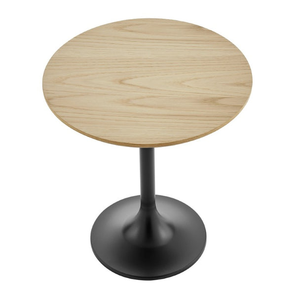 EuroStyle Astrid Sculptural Tulip Base Side Table with Warm Oak Veneer Top for Modern Rooms Oak/Matte Black 90282OAK-KIT