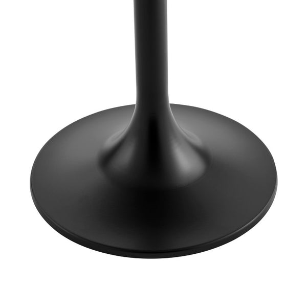EuroStyle Astrid Sculptural Tulip Base Side Table with Warm Oak Veneer Top for Modern Rooms Oak/Matte Black 90282OAK-KIT