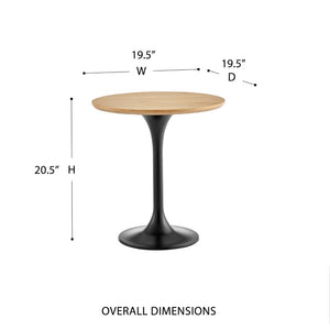 EuroStyle Astrid Sculptural Tulip Base Side Table with Warm Oak Veneer Top for Modern Rooms Oak/Matte Black 90282OAK-KIT