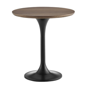 EuroStyle Astrid Sculptural Tulip Base Side Table with Warm Oak Veneer Top for Modern Rooms Walnut/Matte Black 90282WAL-KIT