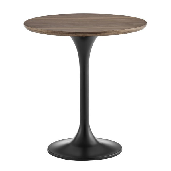 EuroStyle Astrid Sculptural Tulip Base Side Table with Warm Oak Veneer Top for Modern Rooms Walnut/Matte Black 90282WAL-KIT