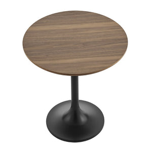 EuroStyle Astrid Sculptural Tulip Base Side Table with Warm Oak Veneer Top for Modern Rooms Walnut/Matte Black 90282WAL-KIT
