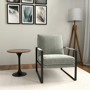 EuroStyle Astrid Sculptural Tulip Base Side Table with Warm Oak Veneer Top for Modern Rooms Walnut/Matte Black 90282WAL-KIT
