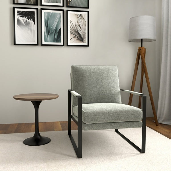 EuroStyle Astrid Sculptural Tulip Base Side Table with Warm Oak Veneer Top for Modern Rooms Walnut/Matte Black 90282WAL-KIT