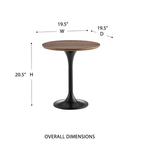 EuroStyle Astrid Sculptural Tulip Base Side Table with Warm Oak Veneer Top for Modern Rooms Walnut/Matte Black 90282WAL-KIT