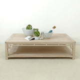 Ming Arch Coffee Table Weathered White Wash Large