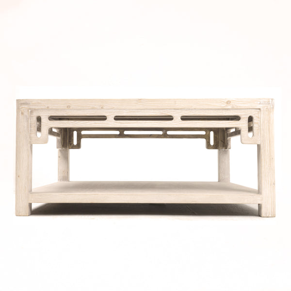 Lilys Ming Arch Square Coffee Table Weathered White Wash 39X39 9029-4