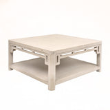 Lilys Ming Arch Square Coffee Table Weathered White Wash 39X39 9029-4