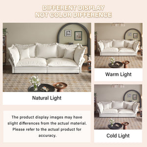 English Elm 90.55" Deep Seat Couches Velvet Cloud Sofa with Removable Cushions, Multiple Pillows, 800lb Capacity Beige W1885P234640