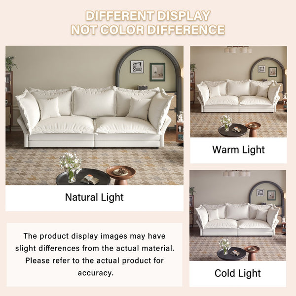 English Elm 90.55" Deep Seat Couches Velvet Cloud Sofa with Removable Cushions, Multiple Pillows, 800lb Capacity Beige W1885P234640