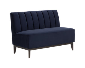Sunpan Kosovo Banquette – Luxe Comfort with Elegant Tufting and Distinctive Wood Character for Your Space Brown / Abbington Navy