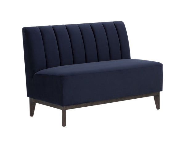 Sunpan Kosovo Banquette – Luxe Comfort with Elegant Tufting and Distinctive Wood Character for Your Space Brown / Abbington Navy