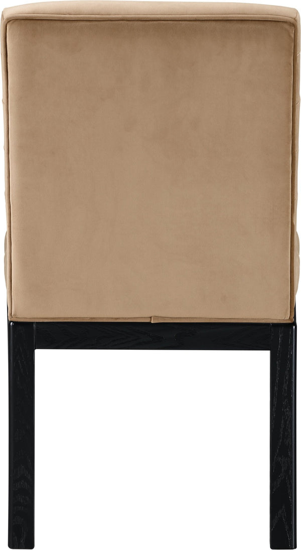 Meridian Furniture Evelyn Channel Tufted Velvet Dining Chair with Solid Ash Legs for Elegant Modern Spaces Beige 902 902Beige-C