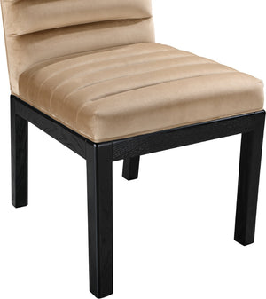 Meridian Furniture Evelyn Channel Tufted Velvet Dining Chair with Solid Ash Legs for Elegant Modern Spaces Beige 902 902Beige-C