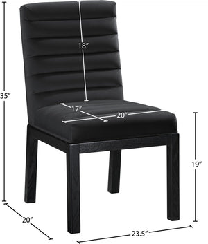 Meridian Furniture Evelyn Channel Tufted Velvet Dining Chair with Solid Ash Legs for Elegant Modern Spaces Black 902 902Black-C