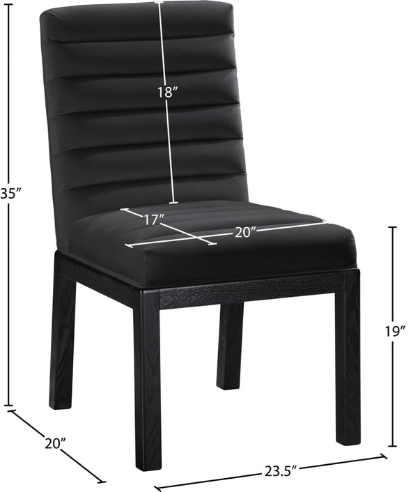 Meridian Furniture Evelyn Channel Tufted Velvet Dining Chair with Solid Ash Legs for Elegant Modern Spaces Black 902 902Black-C
