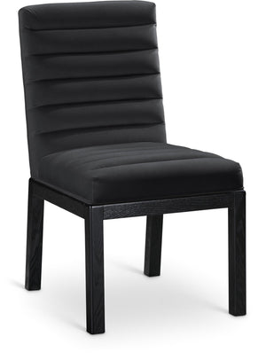 Meridian Furniture Evelyn Channel Tufted Velvet Dining Chair with Solid Ash Legs for Elegant Modern Spaces Black 902 902Black-C