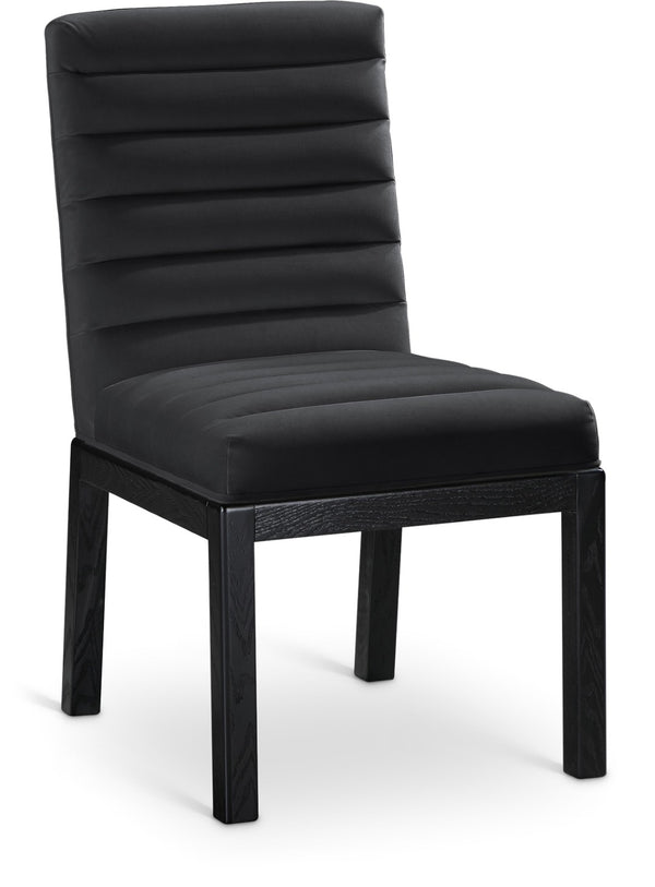 Meridian Furniture Evelyn Channel Tufted Velvet Dining Chair with Solid Ash Legs for Elegant Modern Spaces Black 902 902Black-C