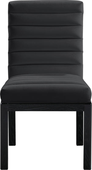 Meridian Furniture Evelyn Channel Tufted Velvet Dining Chair with Solid Ash Legs for Elegant Modern Spaces Black 902 902Black-C
