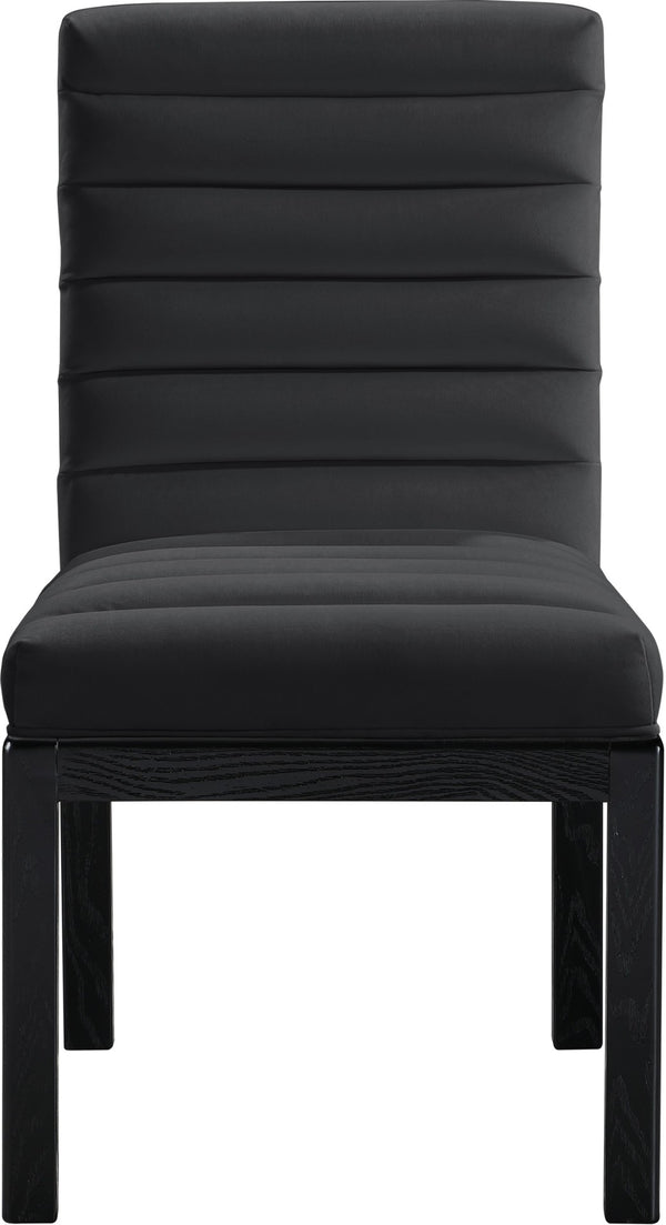 Meridian Furniture Evelyn Channel Tufted Velvet Dining Chair with Solid Ash Legs for Elegant Modern Spaces Black 902 902Black-C