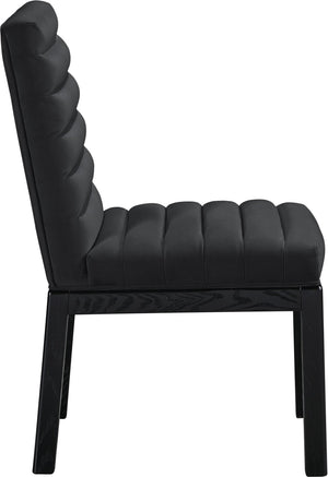 Meridian Furniture Evelyn Channel Tufted Velvet Dining Chair with Solid Ash Legs for Elegant Modern Spaces Black 902 902Black-C