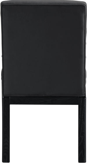 Meridian Furniture Evelyn Channel Tufted Velvet Dining Chair with Solid Ash Legs for Elegant Modern Spaces Black 902 902Black-C