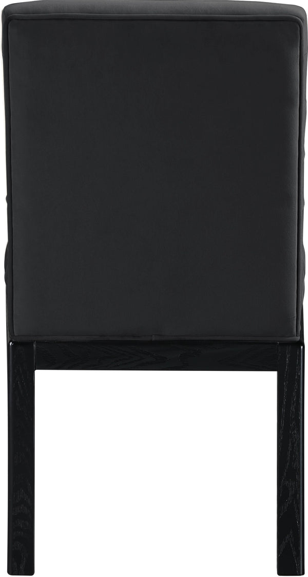 Meridian Furniture Evelyn Channel Tufted Velvet Dining Chair with Solid Ash Legs for Elegant Modern Spaces Black 902 902Black-C