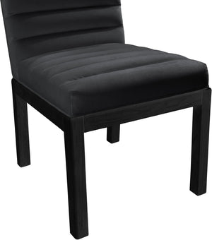 Meridian Furniture Evelyn Channel Tufted Velvet Dining Chair with Solid Ash Legs for Elegant Modern Spaces Black 902 902Black-C