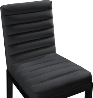 Meridian Furniture Evelyn Channel Tufted Velvet Dining Chair with Solid Ash Legs for Elegant Modern Spaces Black 902 902Black-C