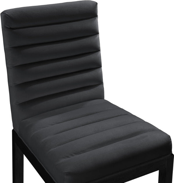 Meridian Furniture Evelyn Channel Tufted Velvet Dining Chair with Solid Ash Legs for Elegant Modern Spaces Black 902 902Black-C